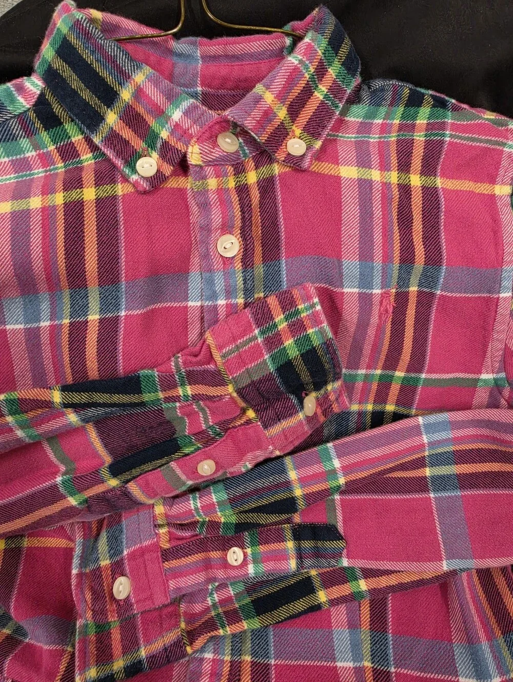 Polo Ralph Lauren Girl's Pink Plaid Button-Down Shirt Dress Size 14